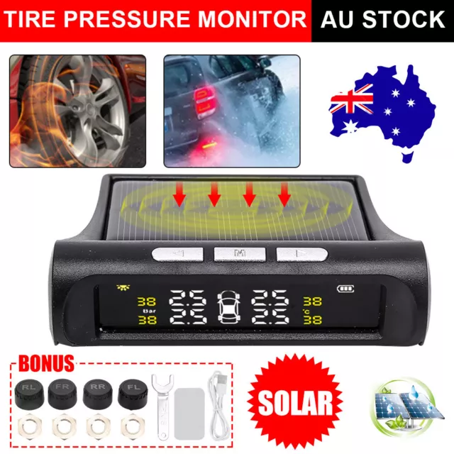 Tyre Pressure Wireless Solar Auto TPMS 4 Sensors PSI Car Tyre Monitoring System