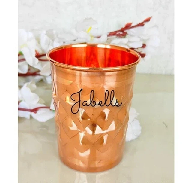 PURE COPPER GLASS, Diamond Hammered Design, Drinkware, Ayurvedic Health