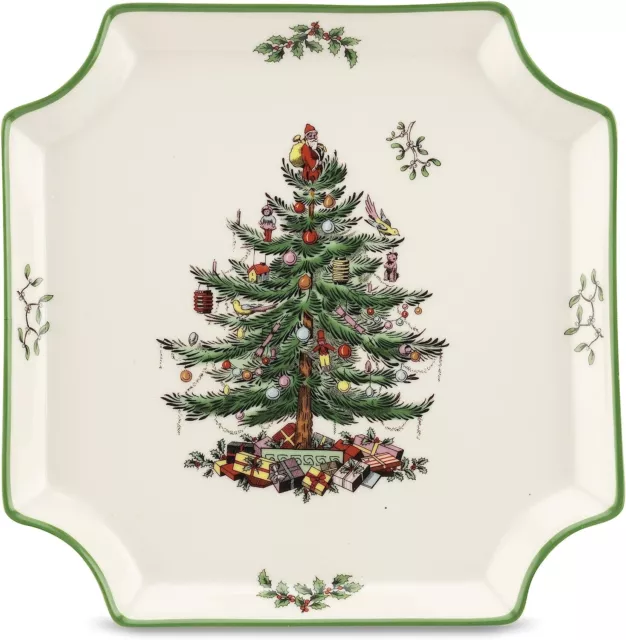 Spode Christmas Tree Collection Canape Plate | 8 Inch |Dishwasher Safe