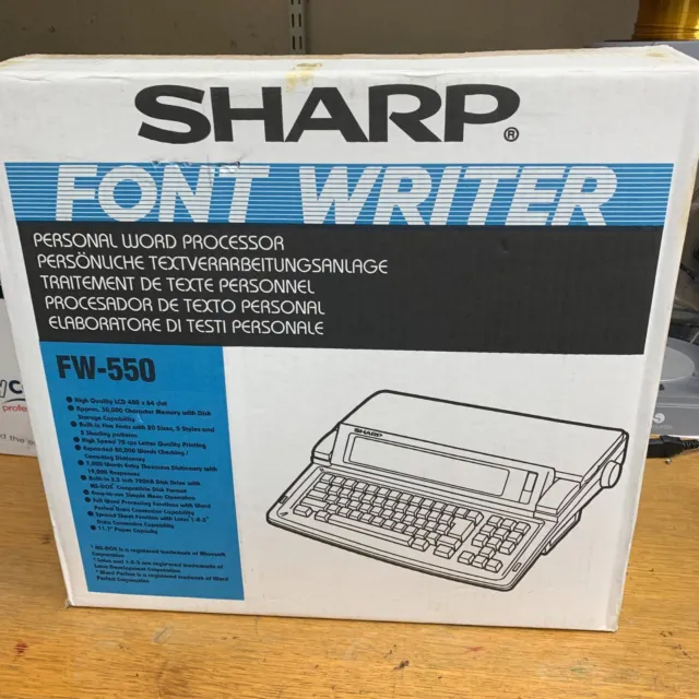 Vintage Sharp FW-500 Retro Font Writer Personal Word Processor Typewriter boxed