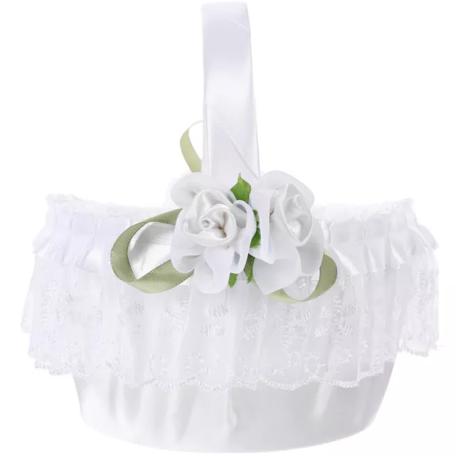 Cesta de flores para boda blanca cesta de almacenamiento decoración de rosas viaje dama de honor