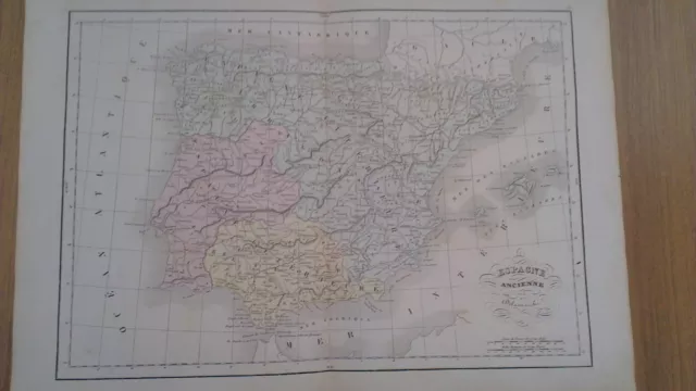 Genuine Hand Colored Map of Europe Ancient Spain Atlas Delamarche 1897 French