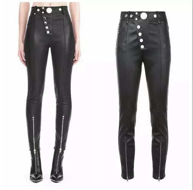 Womens Occident Leather Zipper High Waist Long Combat Leggings Punk Trouser Hot