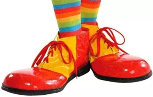 Clown Shoes Red & Yellow Circus Fancy Dress Up Halloween Adult Costume Accessory