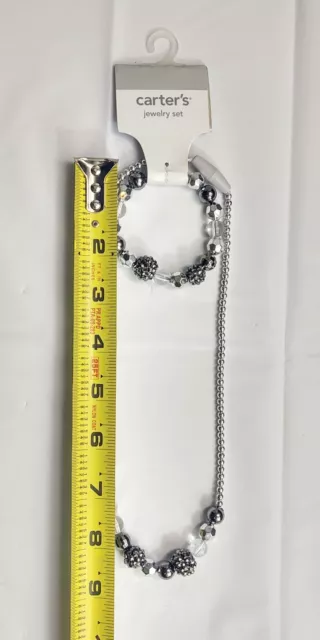 2014 Carter's Jewelry Set Of 2 Beaded Necklace Stretch Bracelet Silver Tone 3
