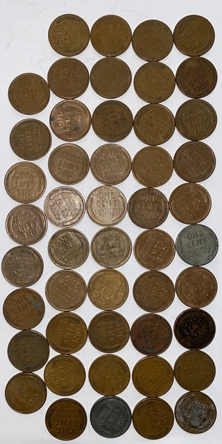 1 US Lincoln Wheat Cent Penny Roll 1928-D/1916-D (50 Coins) Old Vintage 10