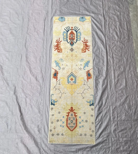 Alfombra de corredor hecha a mano Ikar patrón turco Oushak - 2'9 x 9'8 ft