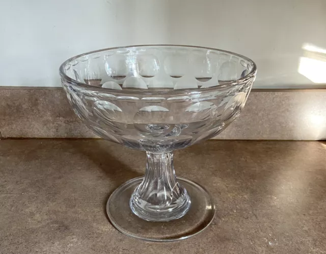 c. 1870 Antique EAPG Pittsburgh Blown and Cut Flint Glass Pedestal Base Compote
