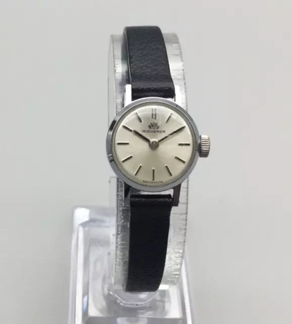 Vintage Bucherer Watch Women 20mm Silver Tone Swiss Made Manual Wind 2