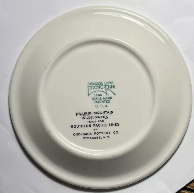 Southern Pacific 5.5" Plate RRBS Prairie-Mountain Wildflower 1952 Syacuse China 2