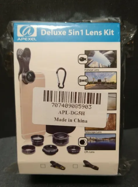 Apexel APL-DG5H 5 in1 camera Lens Kit For HD SmartPhone SAMSUNG HUAWEI -New