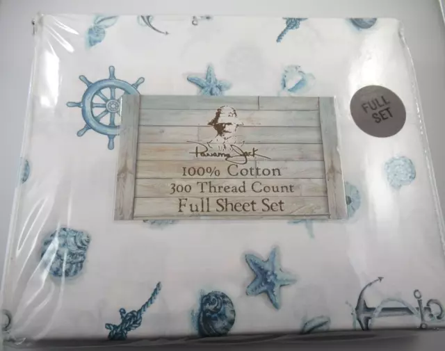 Panama Jack Blue Nautical Theme Full Sheet Set- 300 Thread Count New in Package