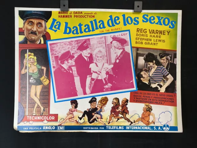 1969-73 ON THE BUSES Reg Varney Doris Hare Original Mexican Lobby Card 16"x12"