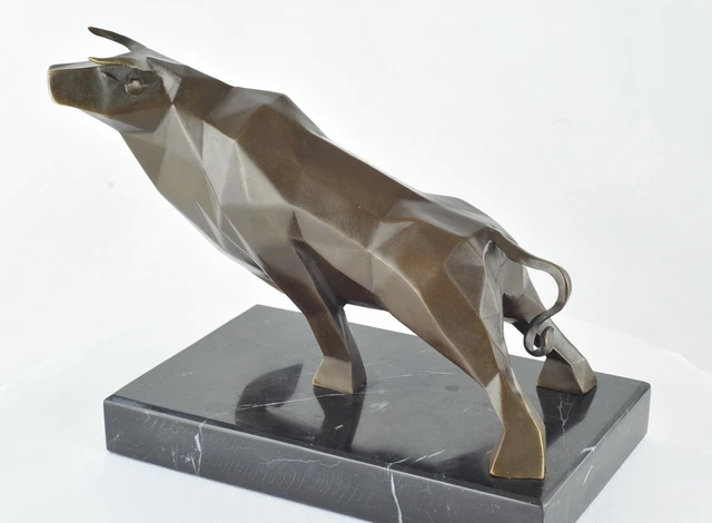 Estatua Tauro Fauna Art Deco Estilo Art Nouveau Estilo Bronce sólido Firmado 2