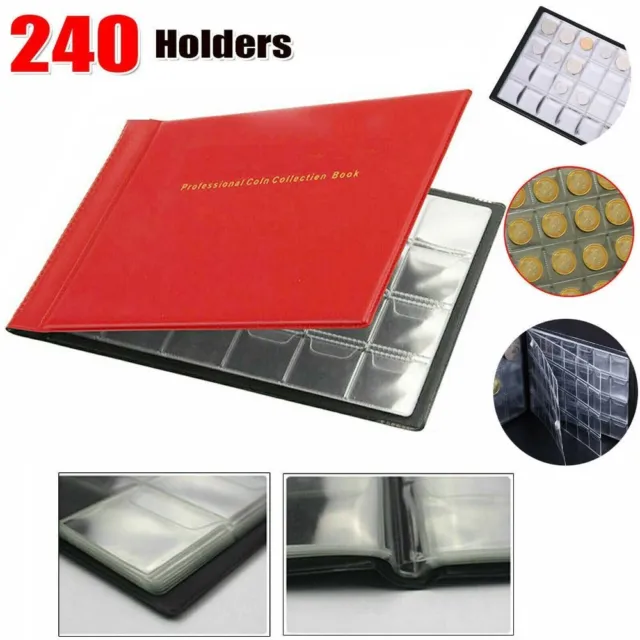 240 Pockets Coin Collection Holder PVC Coin Collecting Album  for Collectors