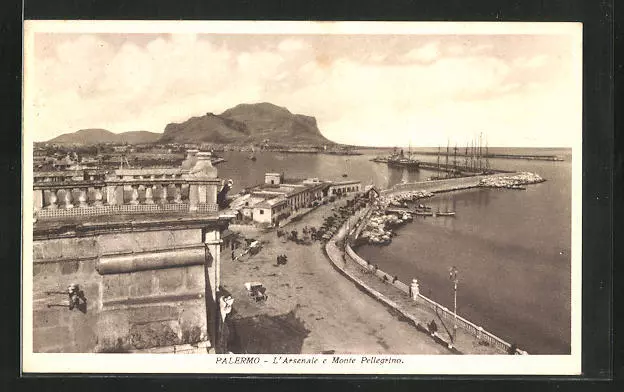 Palermo, l'Arsenale e Monte Pellegrino, cartolina