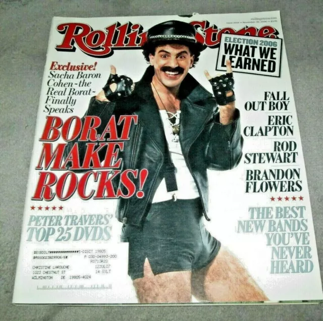 Rolling Stone Magazine November 2006 Borat Clapton Stewart