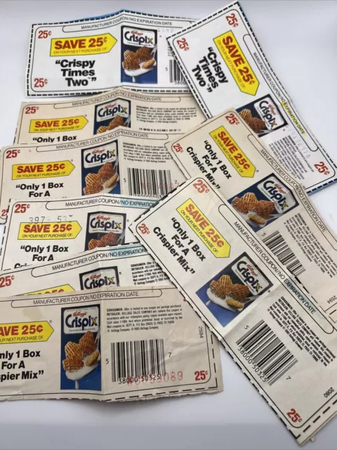 Vintage Coupons Lot Of 9 No Expiration Collectors 1985 Coupons Crispix Cereal