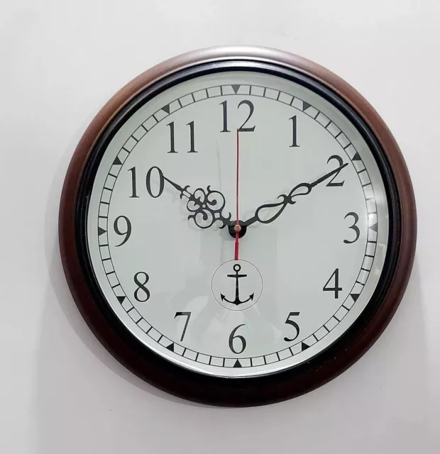 12 inch Vintage Wooden Wall Clock Home Decorative Round Antique Brown and Black