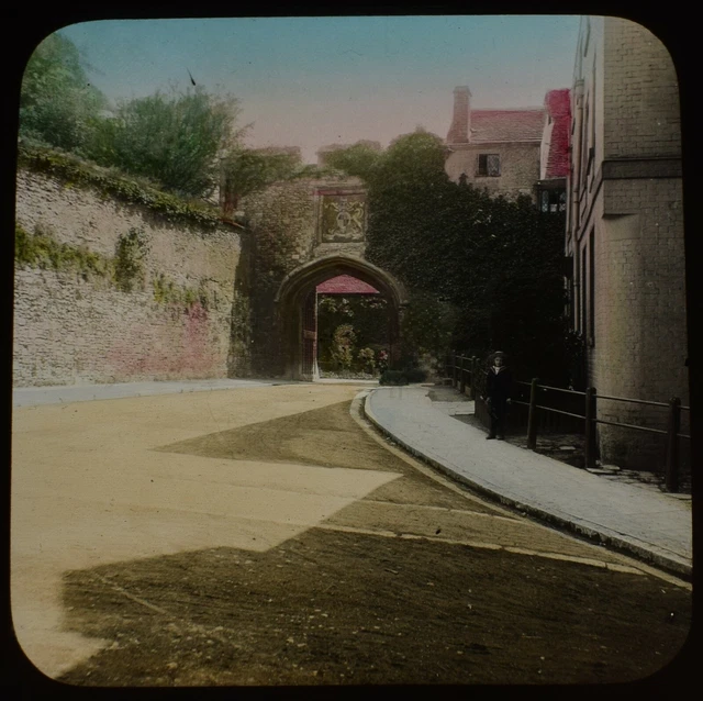 Magic Lantern Slide THE CLOSE WINCHESTER C1910 PHOTO ANTIQUE