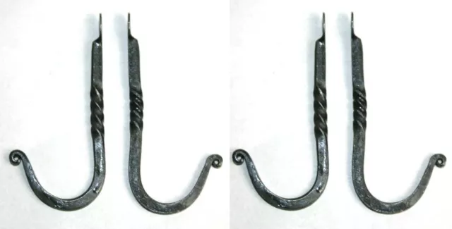 4 HAND FORGED 5" WROUGHT IRON BLACKSMITH HOOK Kitchen Rack Wall Bag Key Hanger