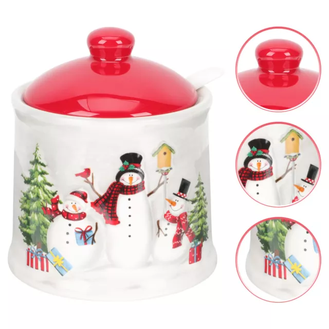 Snowman Ceramic Cookie Jar with Airtight Lid - Christmas Gift (10.9x9.5cm)