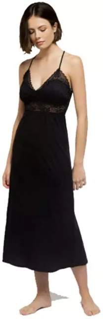 Sottoveste Camicia da notte donna lunga Gisela con pizzo 1572 Nero