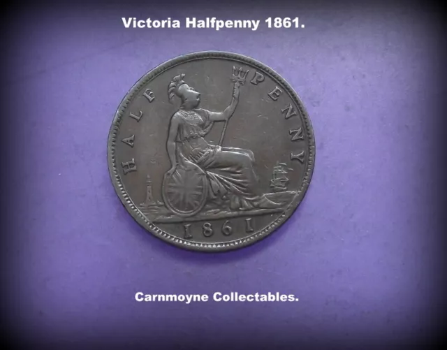 Victoria Halfpenny 1861.AH0784. 2