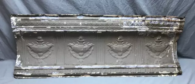 One Large 4 Foot Antique Tin Ceiling Cove Trim Decorative Architectural 547-24B