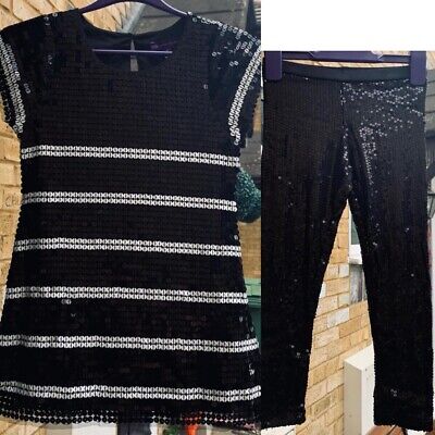 🖤🤍 Age 6 Years Old Marks & Spencers Girls Sequin Top & Leggings BNWT 🖤🤍