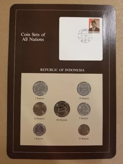 Coin Sets of All Nations Indonesia w/card UNC 100 Rupiah 78, 50 Rupiah 71