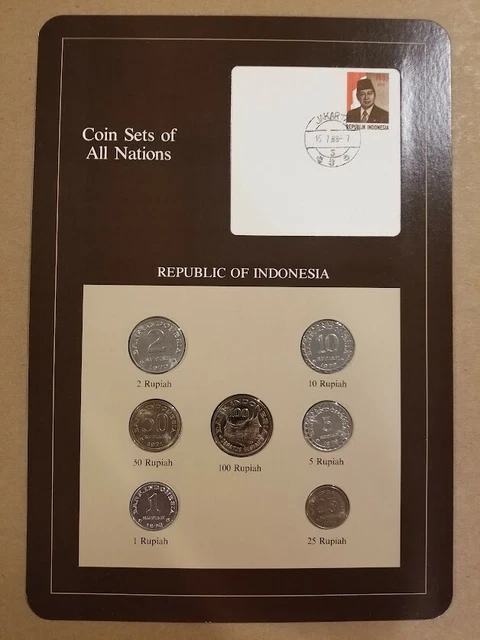 Coin Sets of All Nations Indonesia w/card UNC 100 Rupiah 78, 50 Rupiah 71