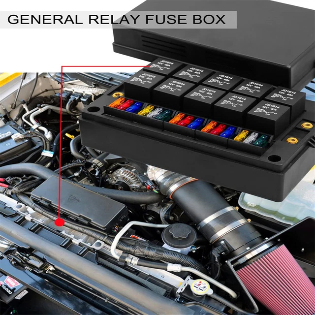 PREWIRED FUSE RELAY Box with 10x 5Pin 40A Relays & 15x Fuses For 12V