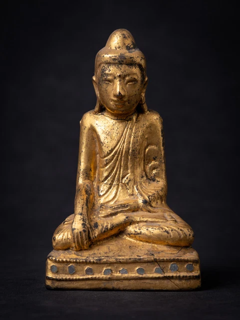 Antique wooden Burmese Buddha statue from Burma, 19th century