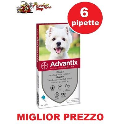 Advantix cane 4-10kg 6 pipette antiparassitario per cani da 4 fino a 10kg