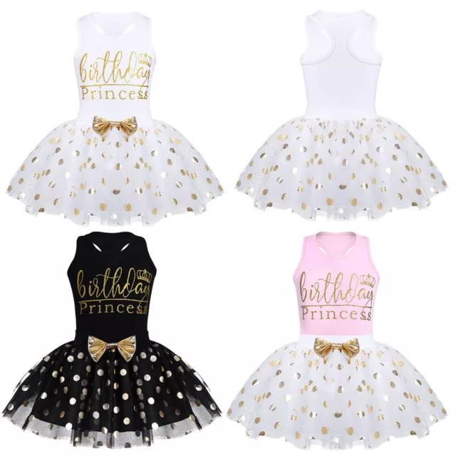 Toddler Baby Girls Princess Birthday Dress Outfit Sequin Tops+Tutu Skirt Costume