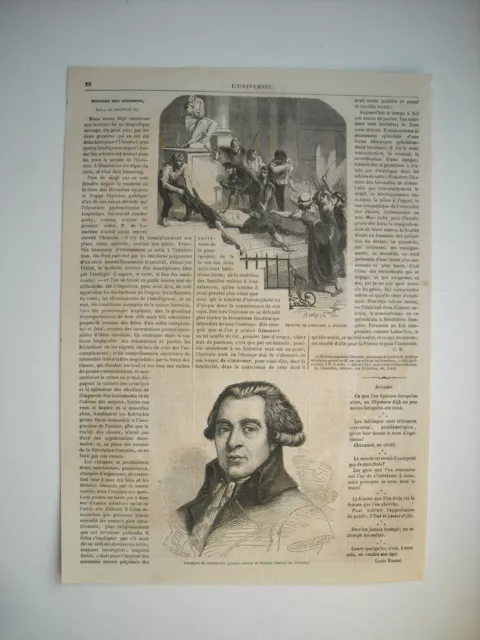 Gravure 1865. Histoire Des Girondins. Meurtre De L’escuyer A Avignon. Vergniaud.
