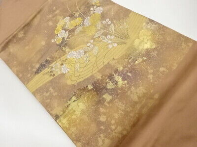 6264126: Japanese Kimono / Vintage Nagoya Obi / Woven Flower & Kiku With Stream