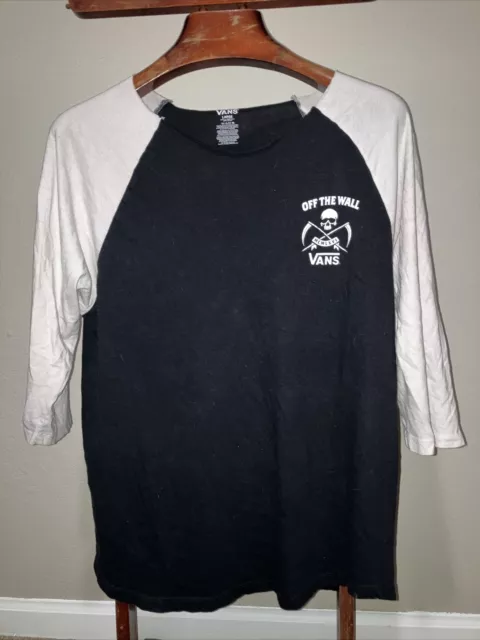 Vans Off The Wall Women’s Baseball Style T-Shirt 3/4 Sleeve Size Large