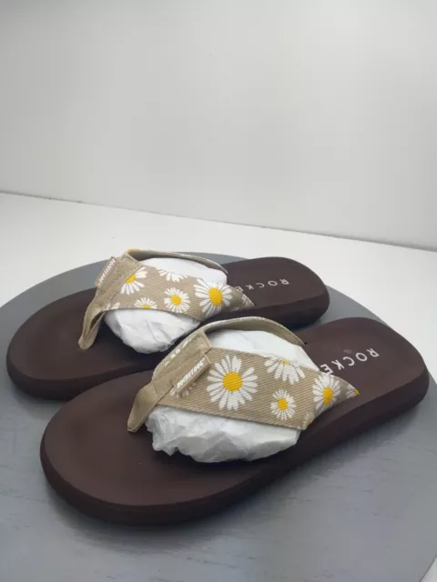 Rocket Dog Daisy Natural Beige Cotton Flip Flop Thong Sandals Womens Sz 8 M