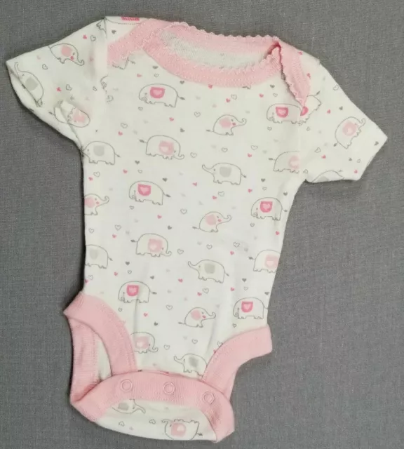 Baby Girl Nwot Koala Baby Preemie Pink & Gray Elephants Bodysuit