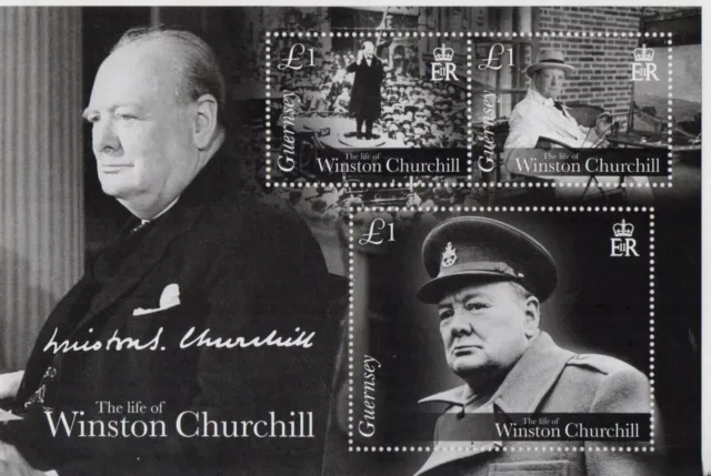 Winston Churchill Worldwide Stamps  Ms Guernsey 21`-1--2015