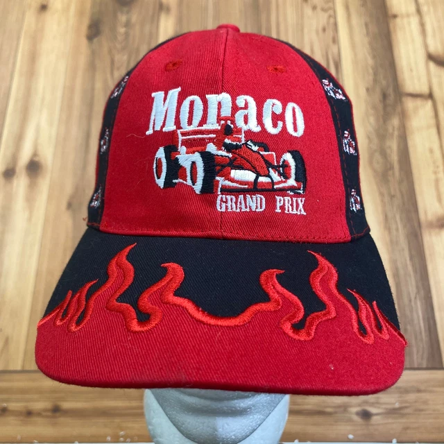 Vintage AM Creations Red Monaco Grand Prix Formula Car Strapback Cap Adult OSFA