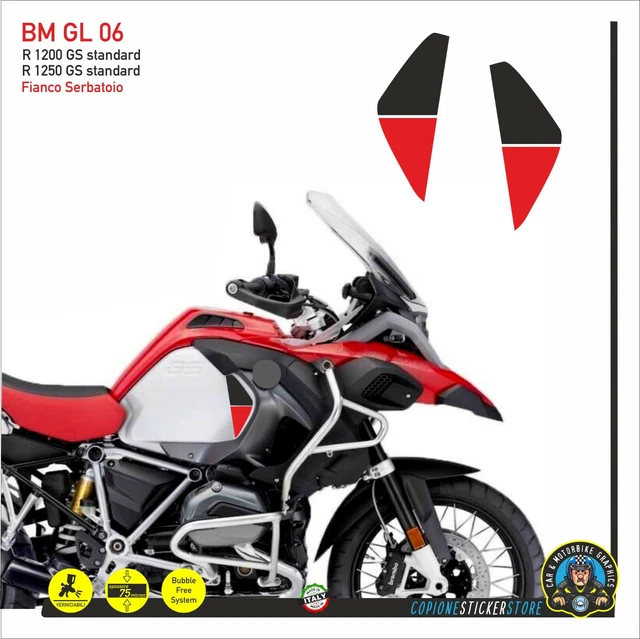 Lot De 2 Autocollants Réservoir Motorrad R 1200 1250 GS Adventure - Noir Mat - Compatible 2013-2021
