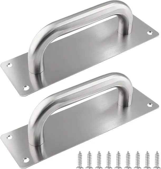 Waziaqoc 2Pcs Door Handle Pull Stainess Steel Handle Plate Heavy Duty Commerc...