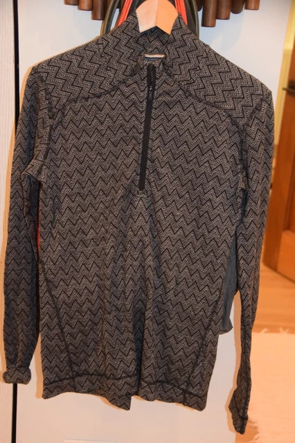 SMARTWOOL Woman's zig zag merino 250 1/4 zip  baselayer top black size L/XL