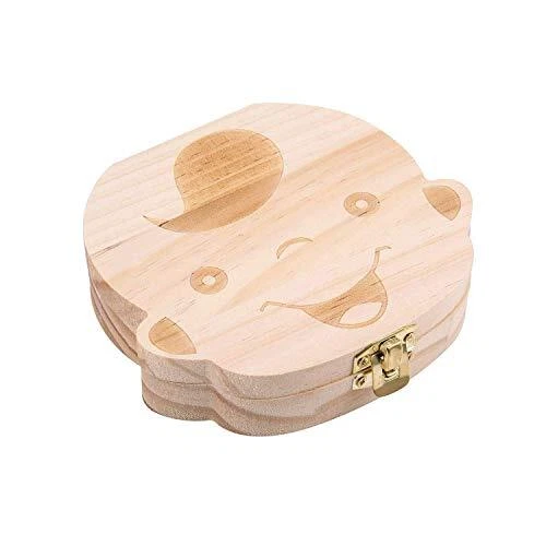 Baby Boy Teeth Keepsake Box Wooden Tooth Fairy Box, Child Kids Tooth