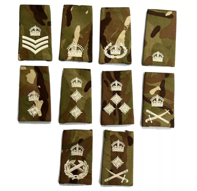 Pair Ivory on MTP Rank Slides Epaulettes - Kings Crown - Multi Terrain Pattern