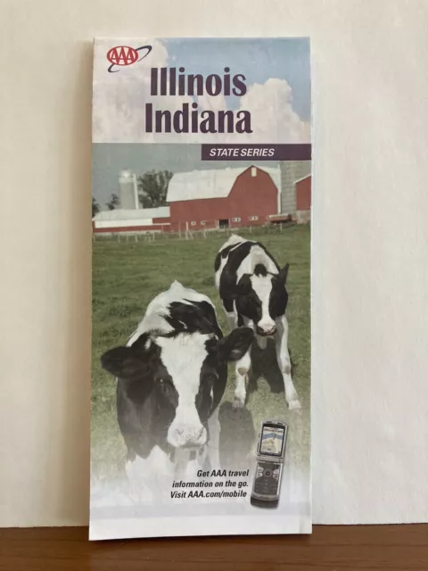 2010 Illinois & Indiana AAA Map State Series - IL, IN Highway Road Map Travel