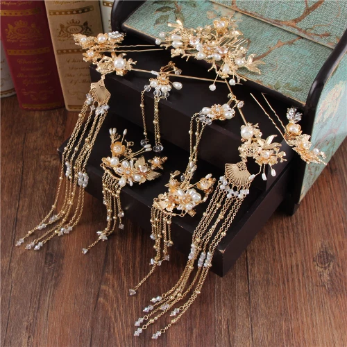 New Style Ancient Headdress Chinese Wedding Tassels Hairpin-Chinese Traditional